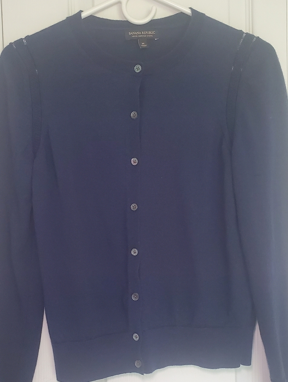 Navy Cardigan, M, Banana Republic, 100% Wool, Lightweight, Great Condition